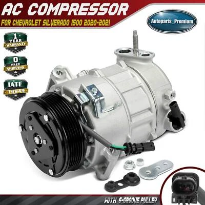 Compresor de aire acondicionado con 6 ranuras para Chevy Silverado 1500 GMC Sierra 1500 L6 3,0 L Foto 1 de 4