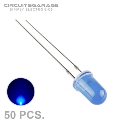 CIRCUITSGARAGE 50 X 5mm Bright Colored Blue Light Emitting Diode LED Bulb - USA
