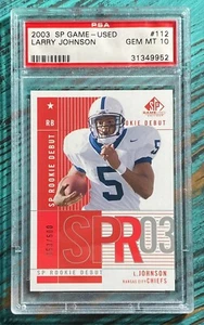 LARRY JOHNSON Penn Chiefs 2003 SP Game Used #112 Rookie RC/600 PSA 10 Low Pop - Picture 1 of 2
