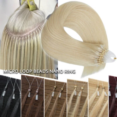 FULL HEAD Micro Loop Bead Tip Remy 100% Human Hair Extensions 150G Tip Nano Ring - image 1 of 4