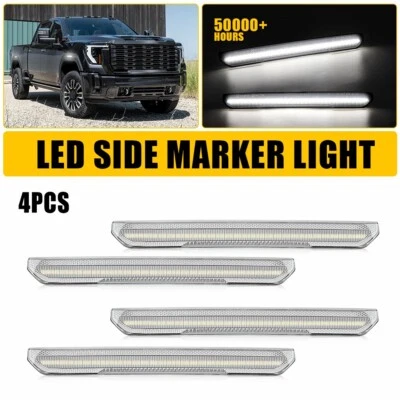 4X Marcador de luces LED delanteras traseras blancas para GMC Sierra HD 3500 2020-2024 2500 Foto 1 de 4