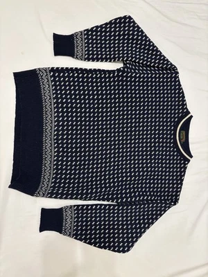 Vintage Boston Traders Men Pure Wool Sweater Blue Size Medium Made In India - Image 1 of 4