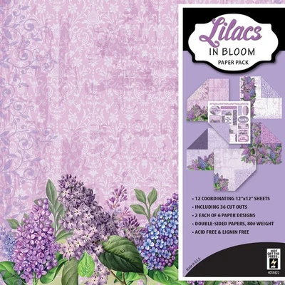 Lilac 12x12 Patterned Cardstock 12 Sheets - 36 Cut Outs Scrapbooking - Image 1 of 2