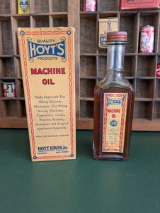 Antique Embossed Glass Hoyt's Machine Oil Bottle Paper Label in Original Box - Picture 1 of 12