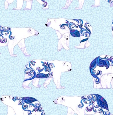 Osos polares grandes Benartex Polar Attitude con cielo metálico nacarado, por comprar Foto 1 de 4