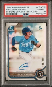 2022 Bowman Draft Cayden Wallace 1st Refractor /499 Auto PSA 10 Gem Mint - Picture 1 of 2