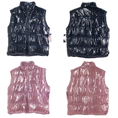 Vintag  FUBU, GLOSSY  ALLIGATOR SKIN IMPR BOBBLE  COWHIDE LEATHER, M. VEST F2455 - Image 1 of 3