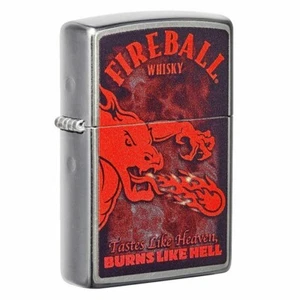 Zippo 49308 Fireball Whiskey Burns Like Hell Street Chrome Pocket Lighter - Picture 1 of 1