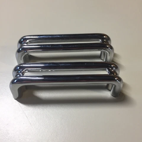 2 Vintage KBC Chrome Split Bar Drawer Pull Mid Century Style Lot L Cover