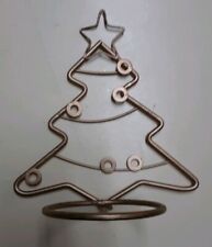 Gold Metal Hanging Wall Christmas Tree Tealight Candle Holder (6") #WBKS4
