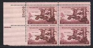 ALLY'S STAMPS US Plate Block Scott #1077 3c Wild Turkey [4] MNH F/VF STK - Picture 1 of 1