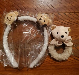 Stirnband Plüschbär Set mit Plüsch Scrunchie KOSTENLOSER VERSAND  - Bild 1 von 3
