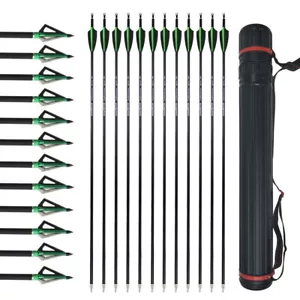 12X 30'' Archery Carbon Arrows Hunting Broadheads 100gr Quiver Bow Target Shoot - Picture 1 of 13