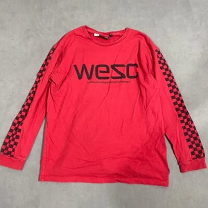 Wesc Skate Checker Shirt L Surf Board Sport Superlative Y2K Sport Red USED - Picture 1 of 10