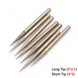 Long / Short Tip Brazed Diamond Grinding Head Drill Bits 3mm Shank For Dremel - Picture 1 of 6