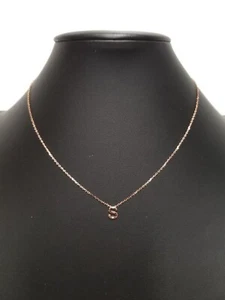 Dainty Letter "S" Initial 18k Rose Gold Plated 925 Sterling Silver 16" Necklace - Picture 1 of 5