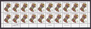 Scott #2872 Christmas Stocking Plate Block of 20 Stamps - MNH Bottom - Picture 1 of 2