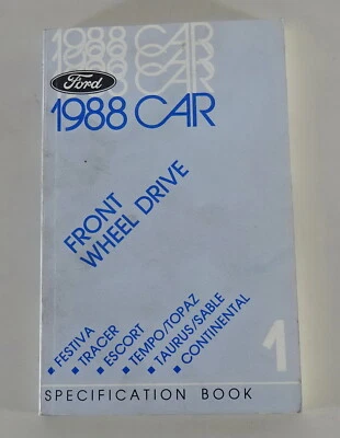 Libro Tabelle Ford Festiva/Lincoln Continental/Mercury Tracer Ecc. Anno 1988 - Immagine 1 di 2