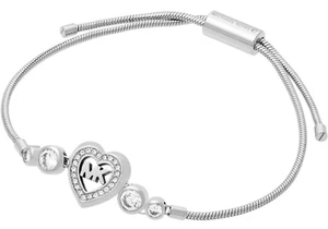 Michael Kors Heart Silver Slider Adjustable Bracelet Crystals MKJ7175040 +MK BOX - Picture 1 of 2