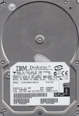 IBM 61.4GB IDE 3.5 Hard Drive IC35L060AVVA07-0, PN 07N9209, MLC H32657 - Image 1 of 2