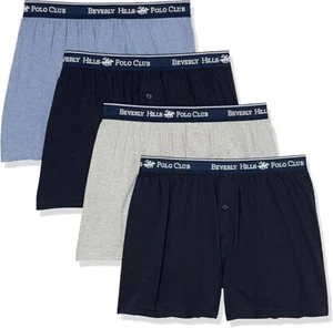 NEW $42 QTY 4 PACK XXL Beverly Hills Polo Club COTTON Premium Knit Boxer Shorts - Picture 1 of 2