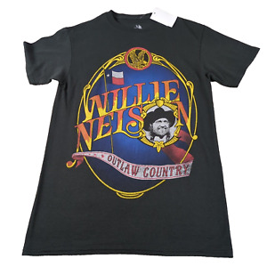 Willie Nelson Outlaw Country T Shirt Mens Small Black Graphic Tee *New w/Tags*