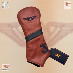 Links & Kings Leder Golf 3 Fairwayholz Headcover - OLYMPIC OLY SCHLÄGER ⛳️ Braun - Bild 1 von 5