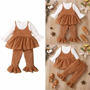 2PCS Toddler Baby Girl Long Sleeve Tops Pants Dress Trouser Set Outfits Clothes - Picture 1 of 9