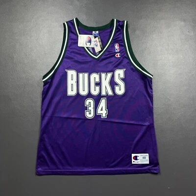 Camiseta deportiva 100 % auténtica Ray Allen vintage Champion Milwaukee Bucks talla 48 L XL Foto 1 de 4