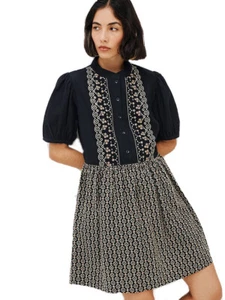 Neu mit Etikett $ 679 See by Chloe Puffärmel Baumwolle Minikleid in schwarz Gr. FR 38/US S - Bild 1 von 8