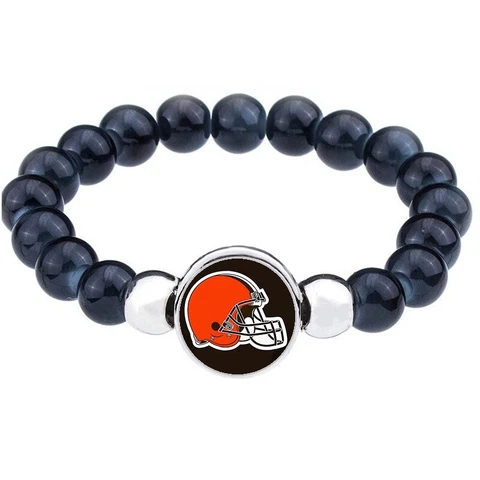 Cleveland Browns Women's Men's Black Beaded Chain Bracelet +GiftPkg D1-1 Cover