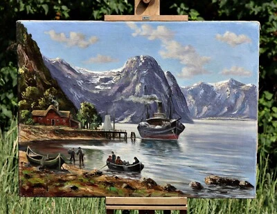 Hardangerfjord – Norwegian Fjord Landscape – Oil on Canvas Painting - image 1 of 4