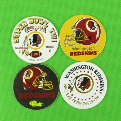 Lot of 4 Washington Redskins Pogs from the 1990s The Washington Commanders - Image 1 of 2