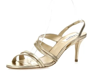 $345 Womens L.K. BENNET gold leather slingback sandals sz. 38 - Picture 1 of 7