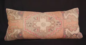 Vintage rug pillow, 16x35 pillow,Lumbar pillow, Handmade pillow,long size pillow - Picture 1 of 12