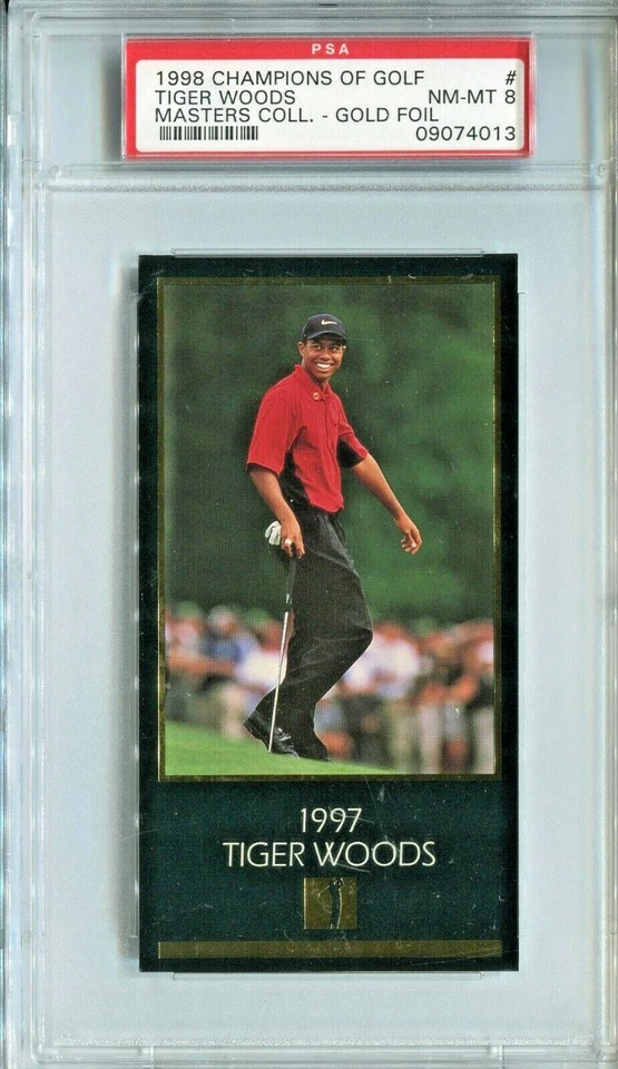 TIGER WOODS 1997 1998 GSV Grand Slam Champions GOLD FOIL rookie PSA 8 LOW pop - Image 1 of 1