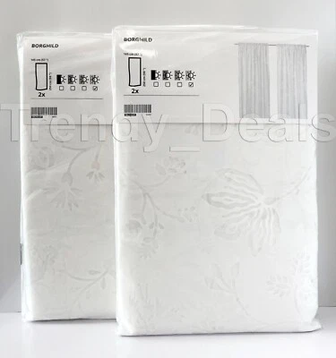 Ikea BORGHILD Cortinas de Encaje Transparente 4 Paneles (2 Pares) 57" x 98" Blanco - NUEVO Foto 1 de 4