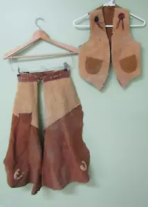 CAPPETTE E GILET VINTAGE RAGAZZO IN PELLE E PILE / MISURA PETTO 30" - Foto 1 di 12