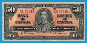 $50 1937 Bank of Canada Note Gordon-Towers BC-26b - Fine + ( lt. writing) - Picture 1 of 2