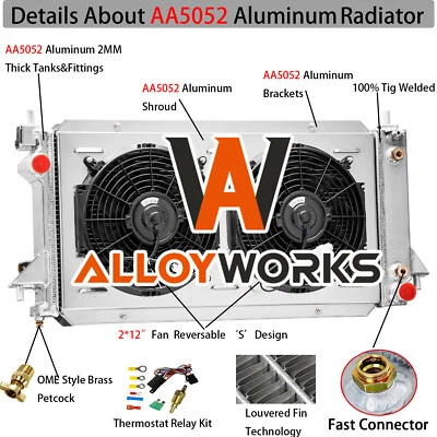 3 ROW Aluminum Radiator Shroud Fan FITS 1996-07 Ford Taurus Mercury Sable 3.0L Foto 1 de 4