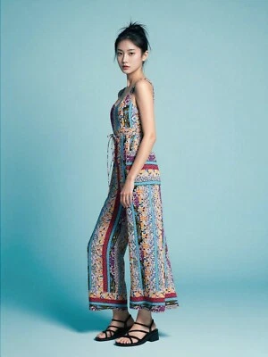 Anthropologie Calais Jumpsuit Women Sz XL Floral Wide Leg Textured Lightweight - Image 1 of 4