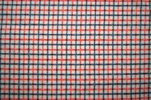 1+ Yards White Orange Blue Checked Flannel Fabric 53" X 44" - Picture 1 of 3