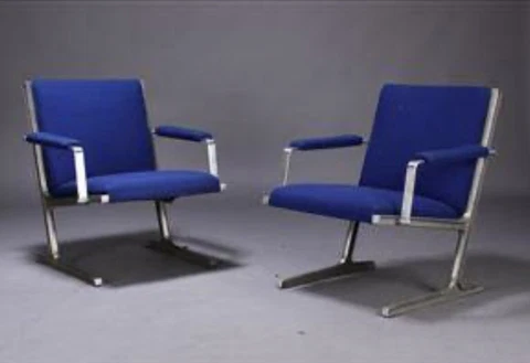 Pair Danish “Lufthavns Stole” CADO 1969 Mid Century Modern Cover