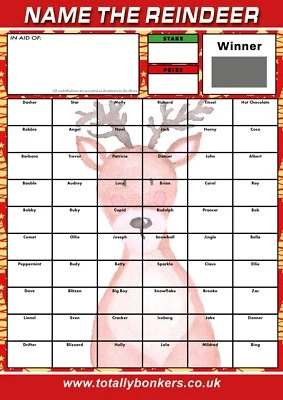 TOTALLY BONKERS Christmas Reindeer Fundraising Scratch Cards - 60 Square A4 - 1/5 Pack - TB0072
