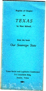 Reimpresión del Capítulo sobre Texas Hart Stilwell Nuestro Soberano Estado Texana Folleto - Imagen 1 de 2
