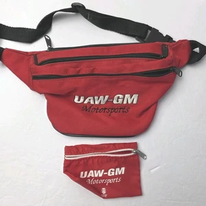 UAW GM Motorsports Souvenir Fanny Pack & Coin Bag Waist Wallet Red 3 Pockets - Picture 1 of 3