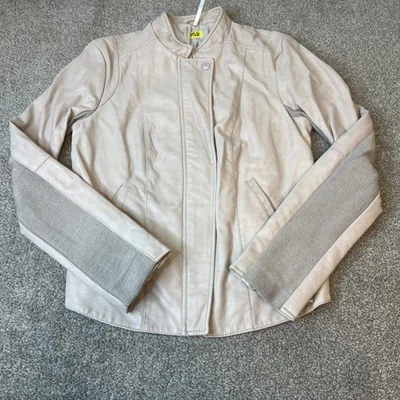 Chaqueta Free People Mujer 12 Beige Imitación Cuero Motociclista Panel Texturizado Cremallera Foto 1 de 4