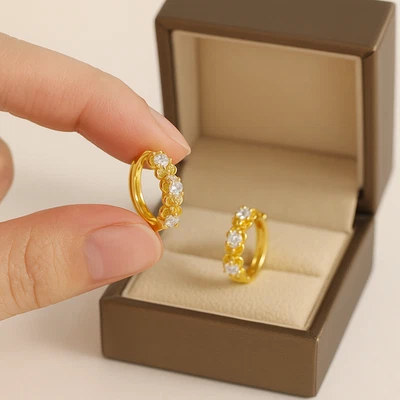 Pendientes aro oro 18ct diseño flor 11 mm par oro amarillo vermeil Foto 1 de 4