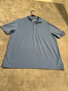Vineyard Vines Polo Shirt Mens XL Blue Striped Golf Performance Short Sleeve - Picture 1 of 10