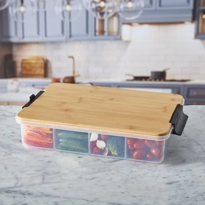 Faberware Large SnackleBox, 7 Snack Dividers, Bamboo Board and Lid, 30 x 40.5cm - Picture 1 of 12